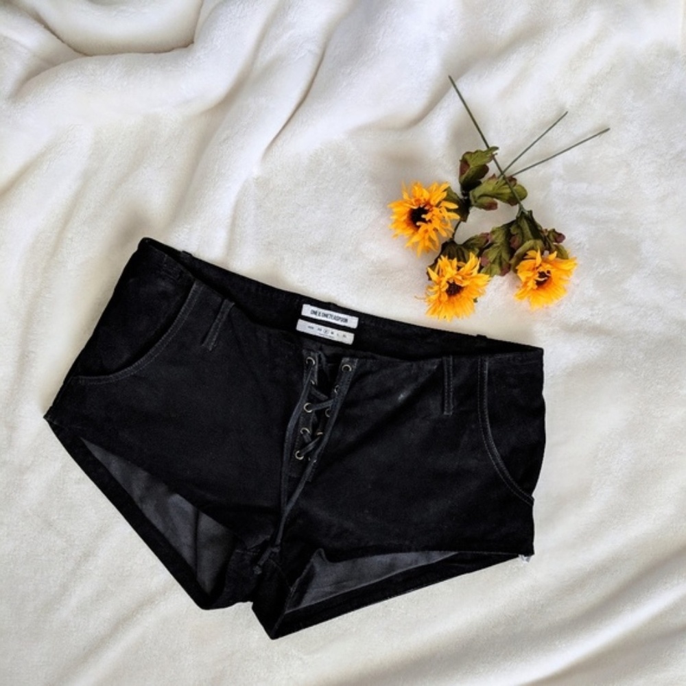 NWT One Teaspoon Montana Black Lace Up Shorts